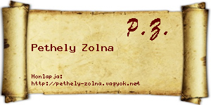 Pethely Zolna névjegykártya